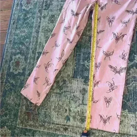 Whimsigoth High Waist Ankle Pant Pink Fairy butterfly whimsy goth punk Goth Emo - Picture 9 of 10